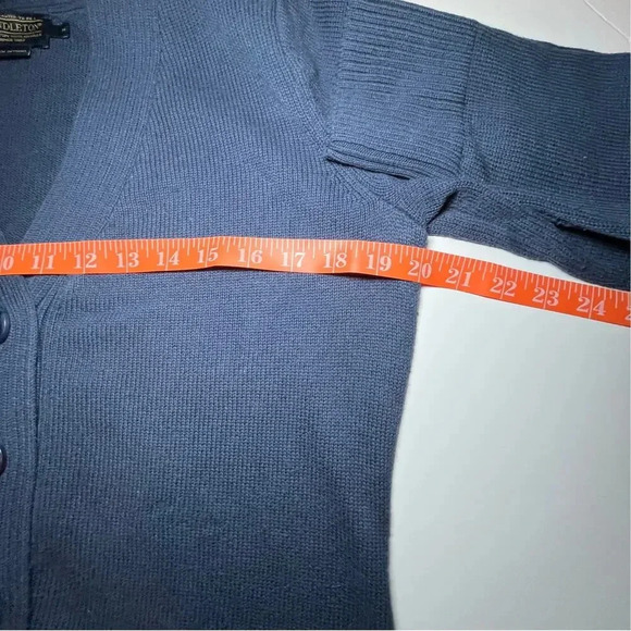 Pendleton Cardigan Women Medium Blue Cotton Preppy  Pockets Classic Academia‎ - Picture 6 of 12